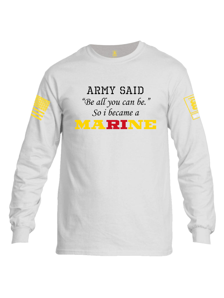 Battleraddle Army Said   Yellow Sleeves Men Cotton Crew Neck Long Sleeve T Shirt
