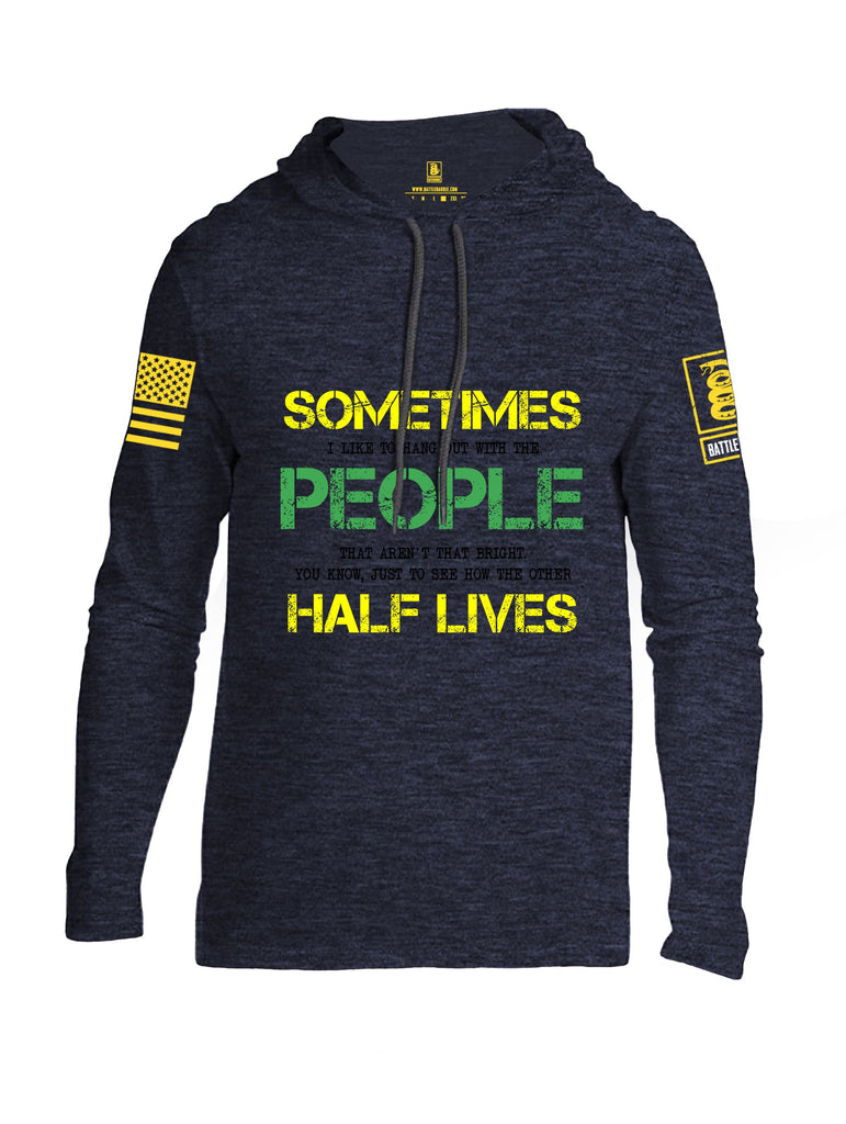 Battleraddle Sometimes I Like To Hang Out With The People Yellow Sleeves Men Cotton Thin Cotton Lightweight Hoodie