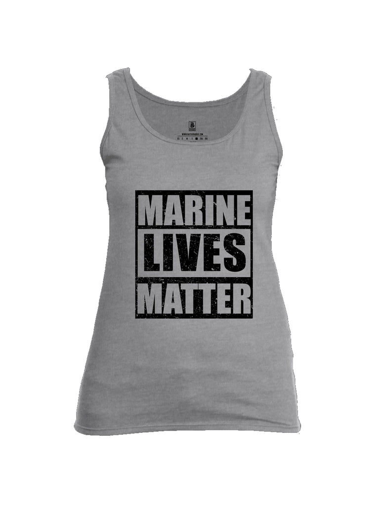 Battleraddle Marine Lives Matter Black Sleeves Women Cotton Cotton Tank Top