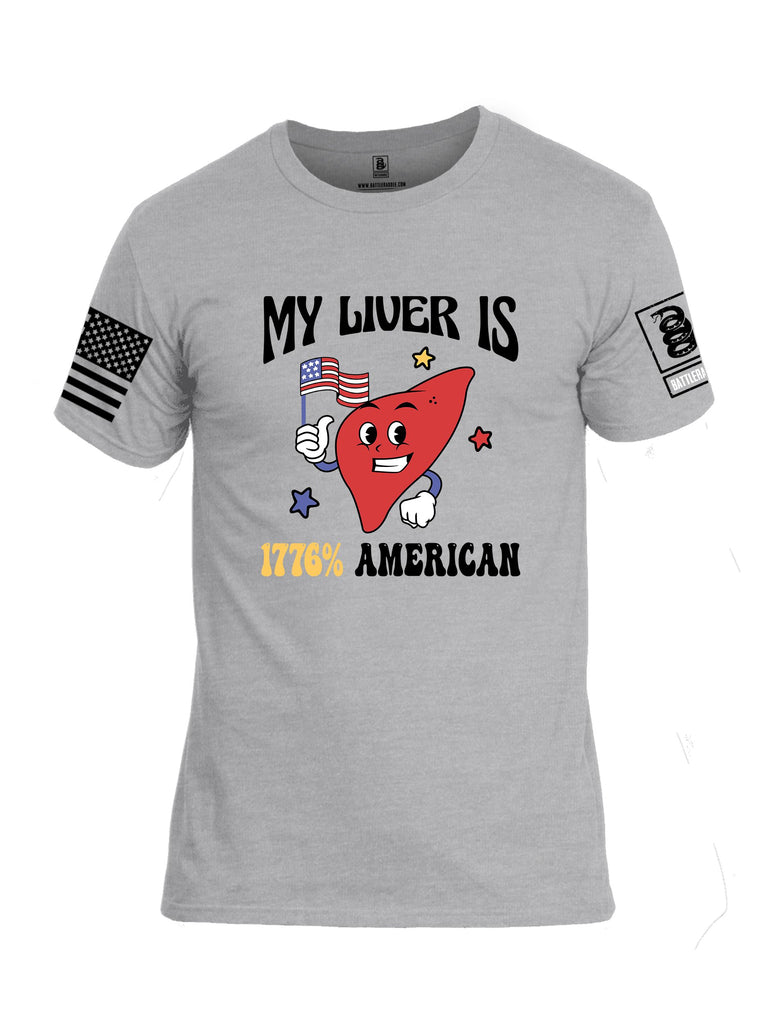 Battleraddle My Liver Is 1776 American  Black Sleeves Men Cotton Crew Neck T-Shirt