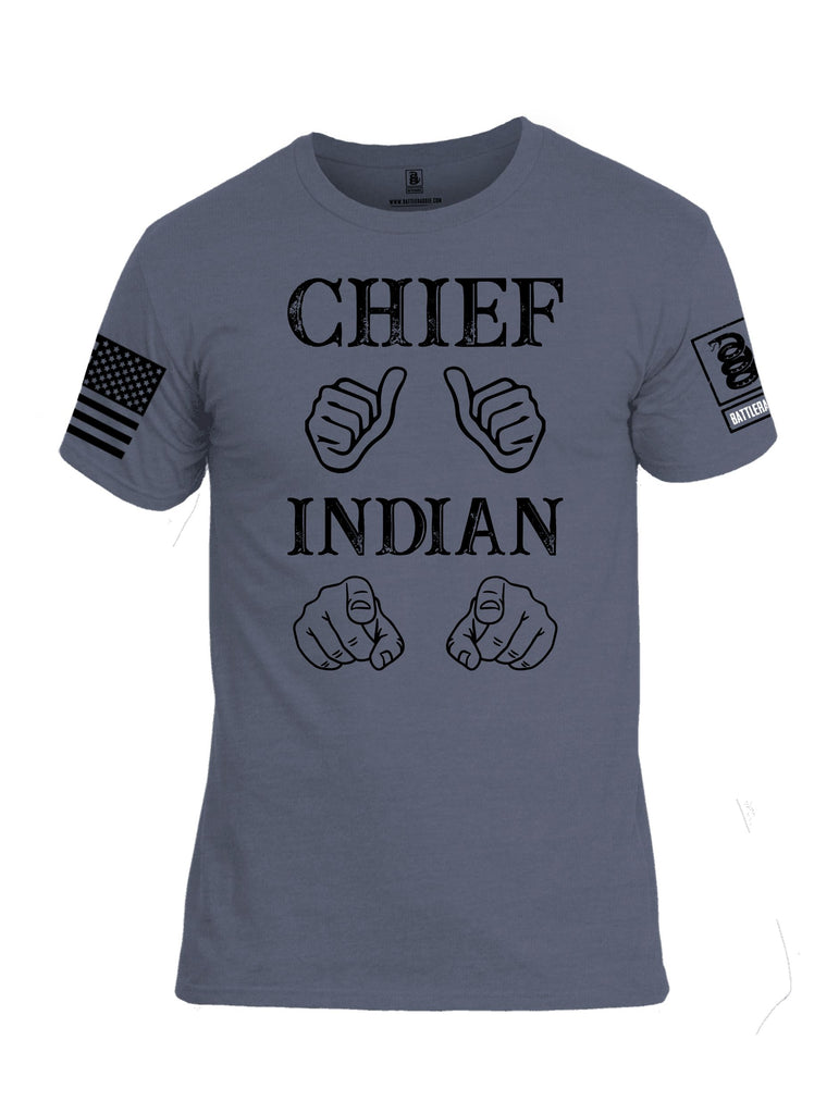 Battleraddle Chief Indian  Black Sleeves Men Cotton Crew Neck T-Shirt