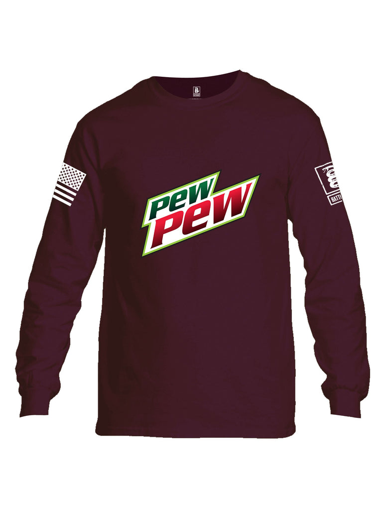 Battleraddle Pew Pew White Sleeves Men Cotton Crew Neck Long Sleeve T Shirt