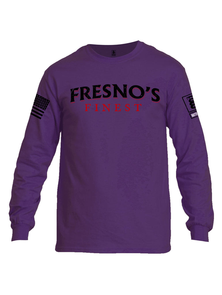 Battleraddle Fresnos Finest  Black Sleeves Men Cotton Crew Neck Long Sleeve T Shirt