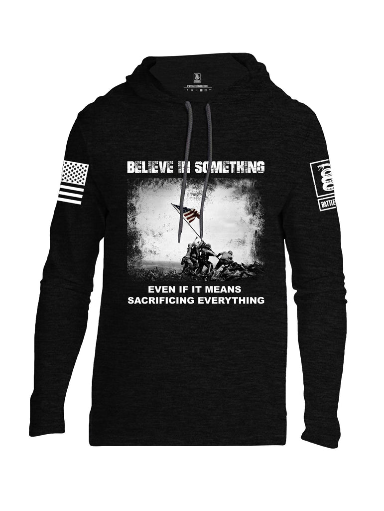 Battleraddle Believe In Something  White Sleeves Men Cotton Thin Cotton Lightweight Hoodie