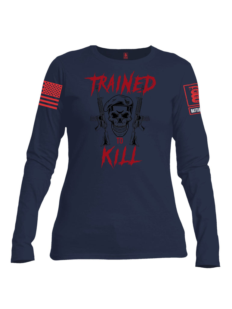 Battleraddle Trained To Kill  Red Sleeves Women Cotton Crew Neck Long Sleeve T Shirt