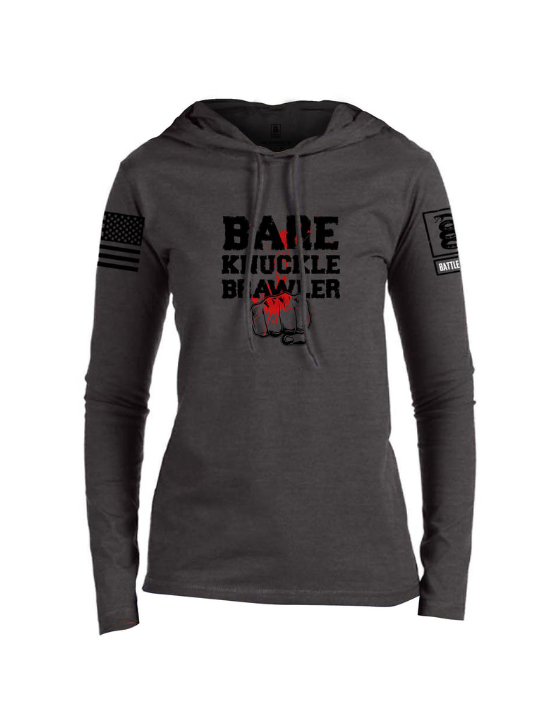 Battleraddle Bare Knuckle Brawler  Black Sleeves Women Cotton Thin Cotton Lightweight Hoodie