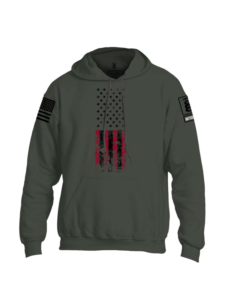 Battleraddle American Flag Grunge Black Sleeves Uni Cotton Blended Hoodie With Pockets