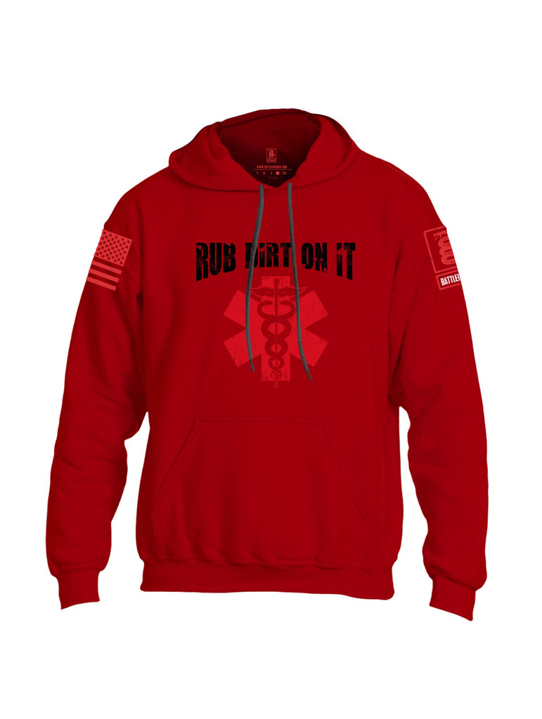 Battleraddle Rub Dirt On It Red Sleeves Uni Cotton Blended Hoodie With Pockets