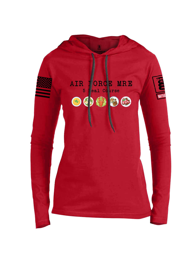 Battleraddle Air Force Mre 5 Meal Course Black Sleeves Women Cotton Thin Cotton Lightweight Hoodie