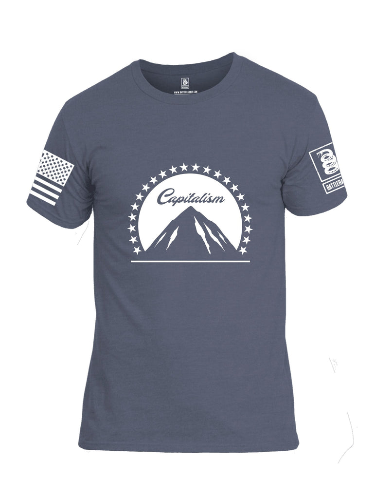 Battleraddle Capitalism White Sleeves Men Cotton Crew Neck T-Shirt