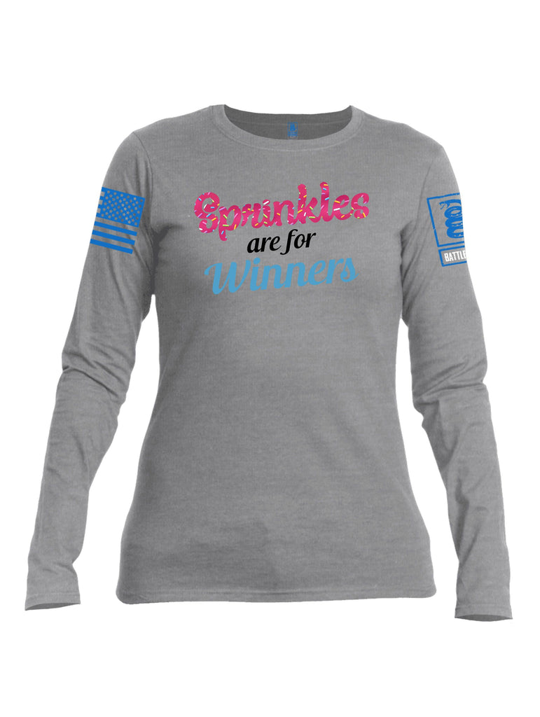 Battleraddle Sprinkles Are For Winners  Mid Blue Sleeves Women Cotton Crew Neck Long Sleeve T Shirt
