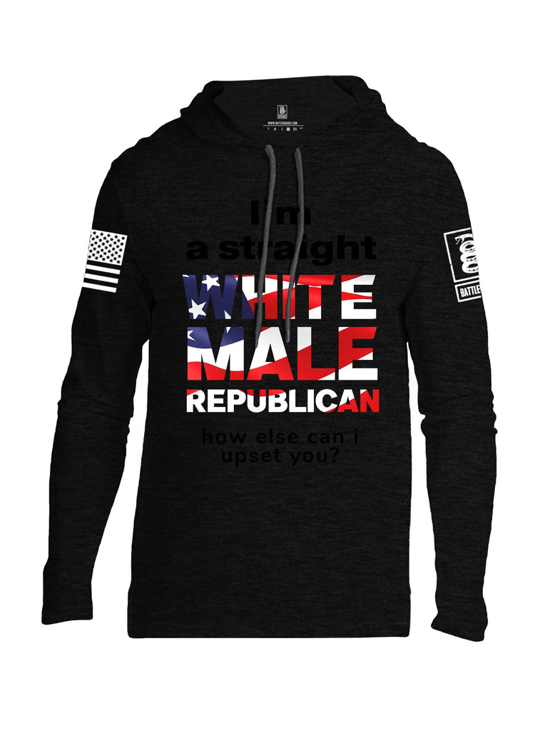 Battleraddle I'M A Straight White Male Republican White Sleeves Men Cotton Thin Cotton Lightweight Hoodie