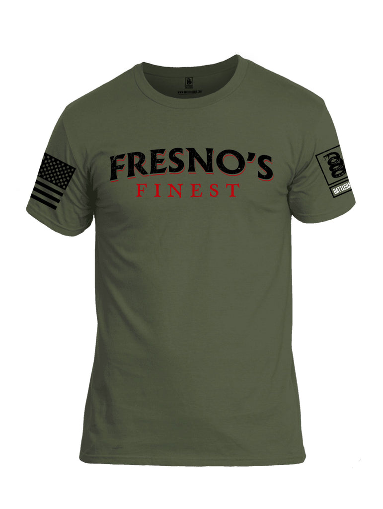 Battleraddle Fresnos Finest  Black Sleeves Men Cotton Crew Neck T-Shirt