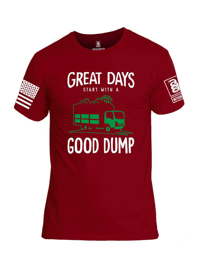 Battleraddle Great Days Start With A Good Dump White Sleeves Men Cotton Crew Neck T-Shirt