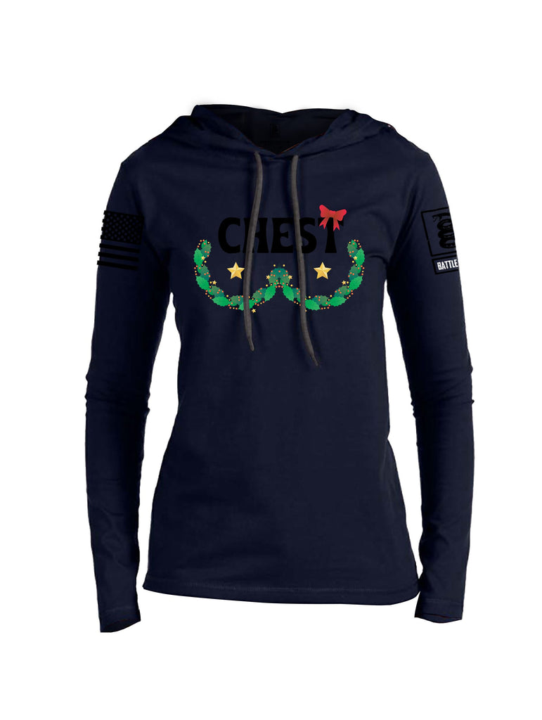 Battleraddle Chest Christmas Black Sleeves Women Cotton Thin Cotton Lightweight Hoodie