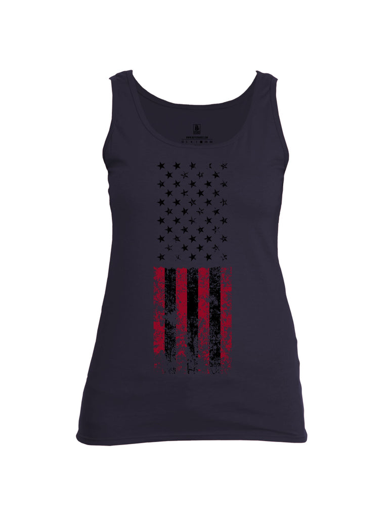 Battleraddle American Flag Grunge Black Sleeves Women Cotton Cotton Tank Top