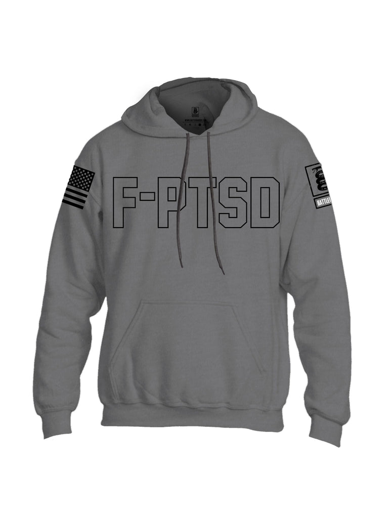 Battleraddle F-Ptsd  Black Sleeves Uni Cotton Blended Hoodie With Pockets