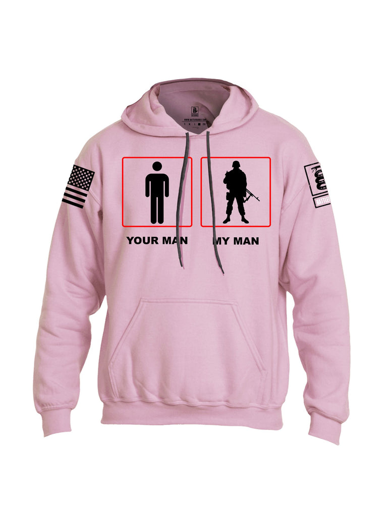 Battleraddle Your Man My Man Black Sleeves Uni Cotton Blended Hoodie With Pockets