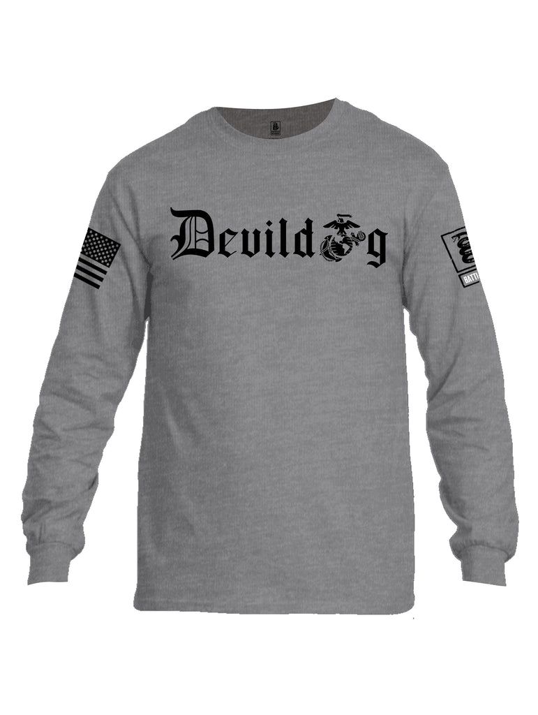 Battleraddle Devildog Marine Black Sleeves Men Cotton Crew Neck Long Sleeve T Shirt