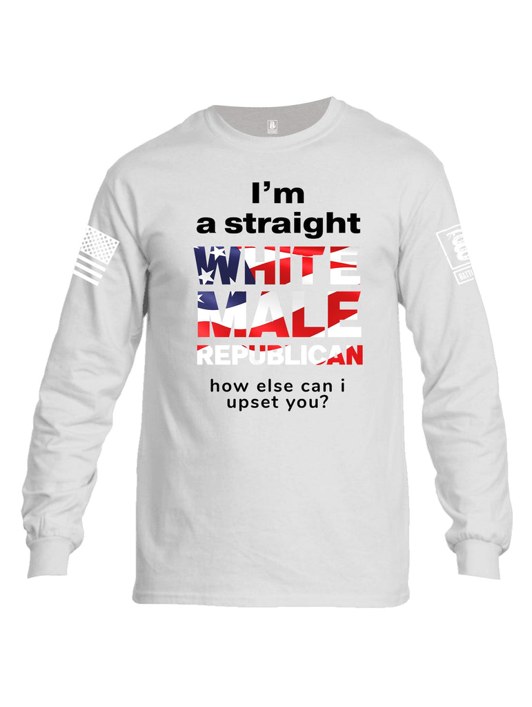 Battleraddle I'M A Straight White Male Republican White Sleeves Men Cotton Crew Neck Long Sleeve T Shirt