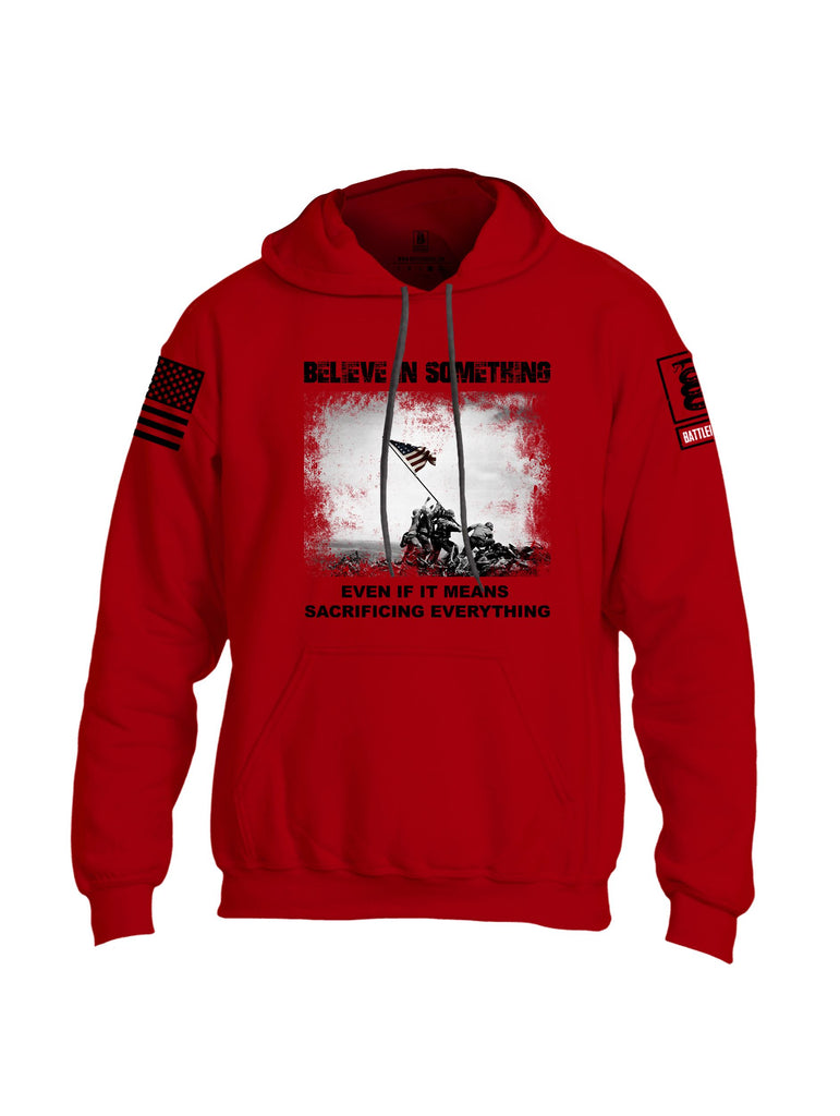 Battleraddle Believe In Something  Black Sleeves Uni Cotton Blended Hoodie With Pockets