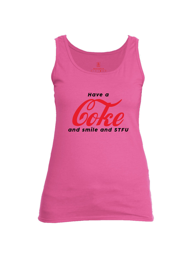 Battleraddle Have A Coke  Red Sleeves Women Cotton Cotton Tank Top