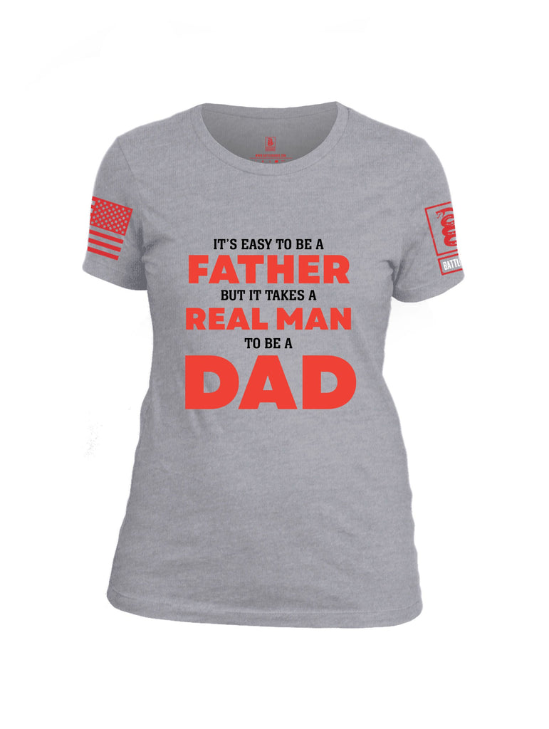 Battleraddle It'S Easy To Be A Father Red Sleeves Women Cotton Crew Neck T-Shirt