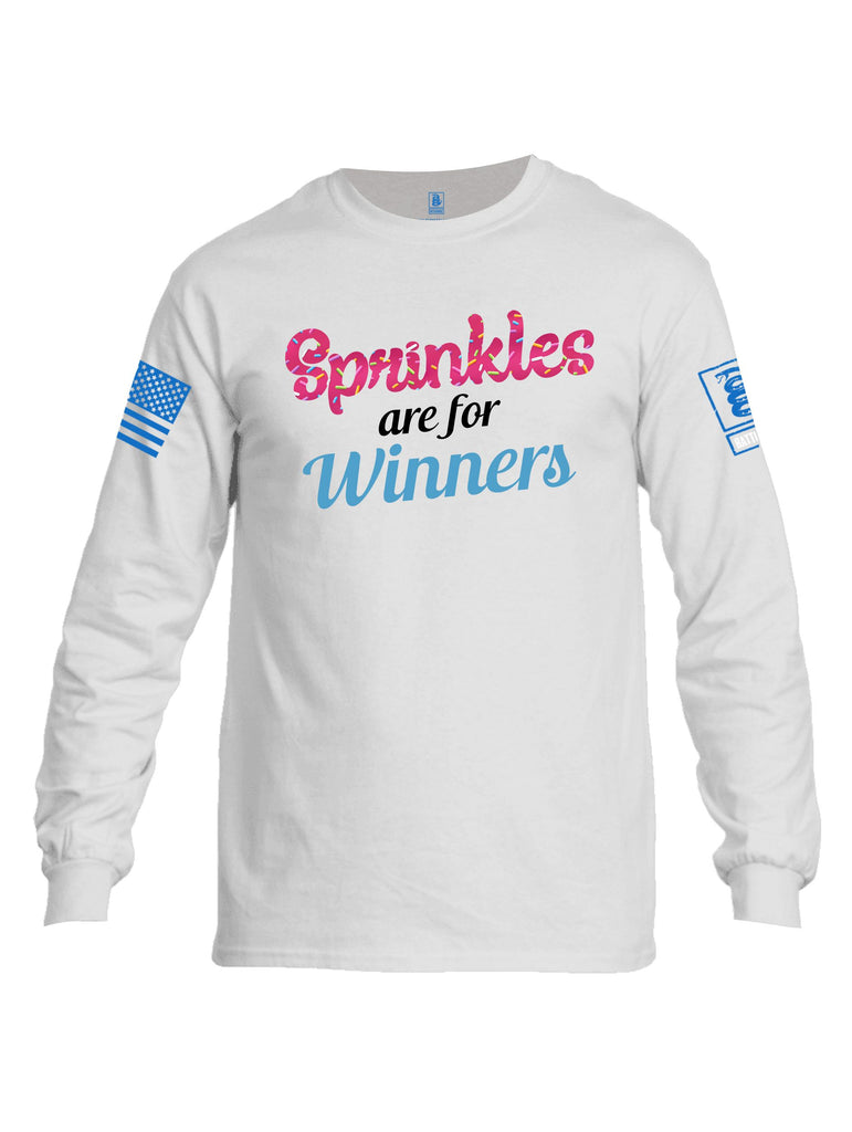 Battleraddle Sprinkles Are For Winners  Mid Blue Sleeves Men Cotton Crew Neck Long Sleeve T Shirt