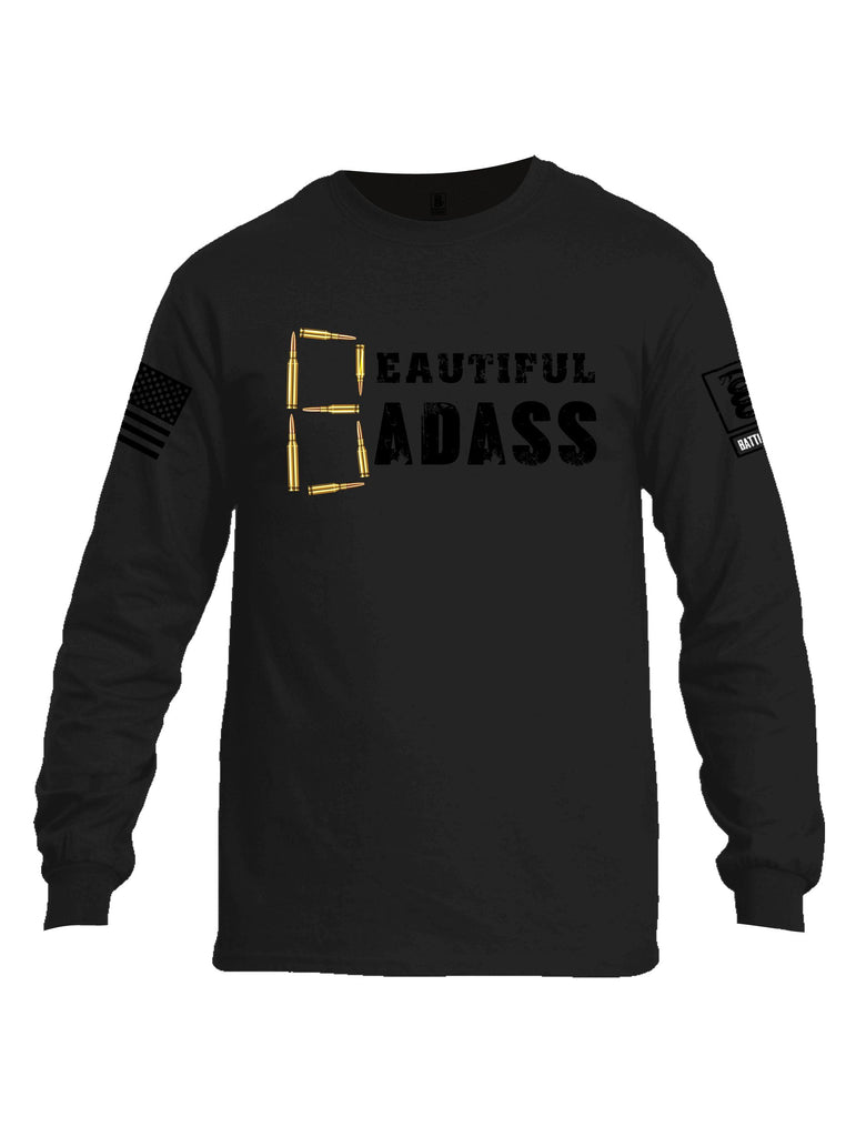 Battleraddle Beautiful Badass Black Sleeves Men Cotton Crew Neck Long Sleeve T Shirt