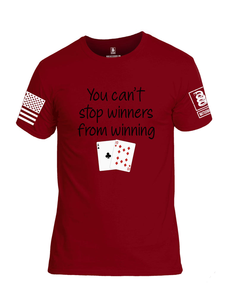 Battleraddle You Can'T Stop Winners From Winning White Sleeves Men Cotton Crew Neck T-Shirt