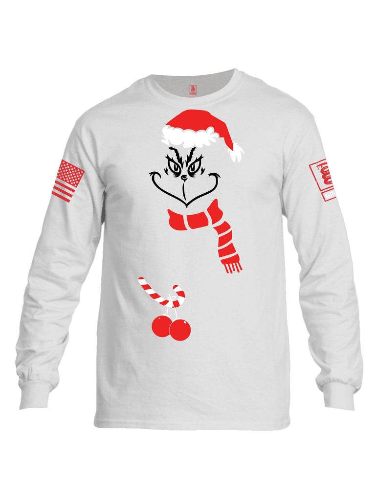 Battleraddle Grinch Christmas Balls Red Sleeves Men Cotton Crew Neck Long Sleeve T Shirt