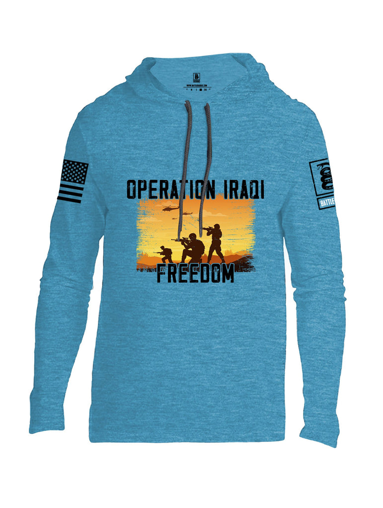 Battleraddle Operation Iraqi Freedom Soldiers Black Sleeves Men Cotton Thin Cotton Lightweight Hoodie