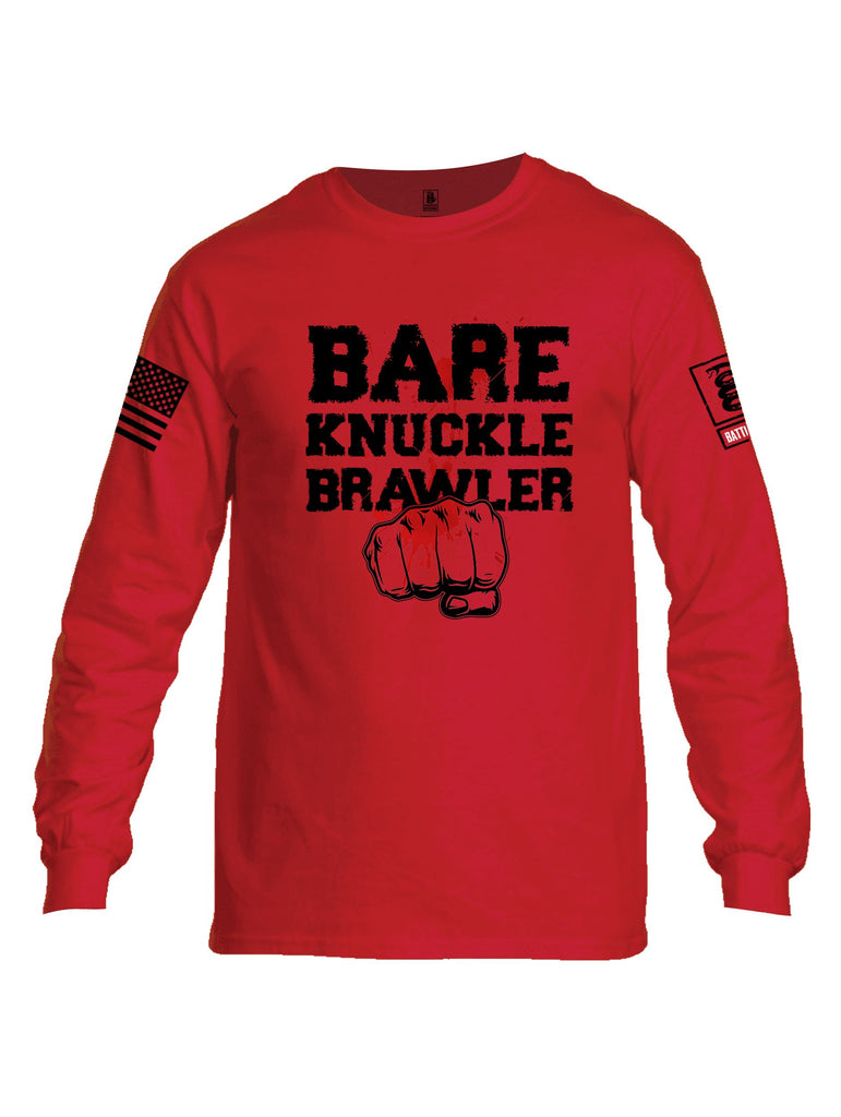 Battleraddle Bare Knuckle Brawler  Black Sleeves Men Cotton Crew Neck Long Sleeve T Shirt