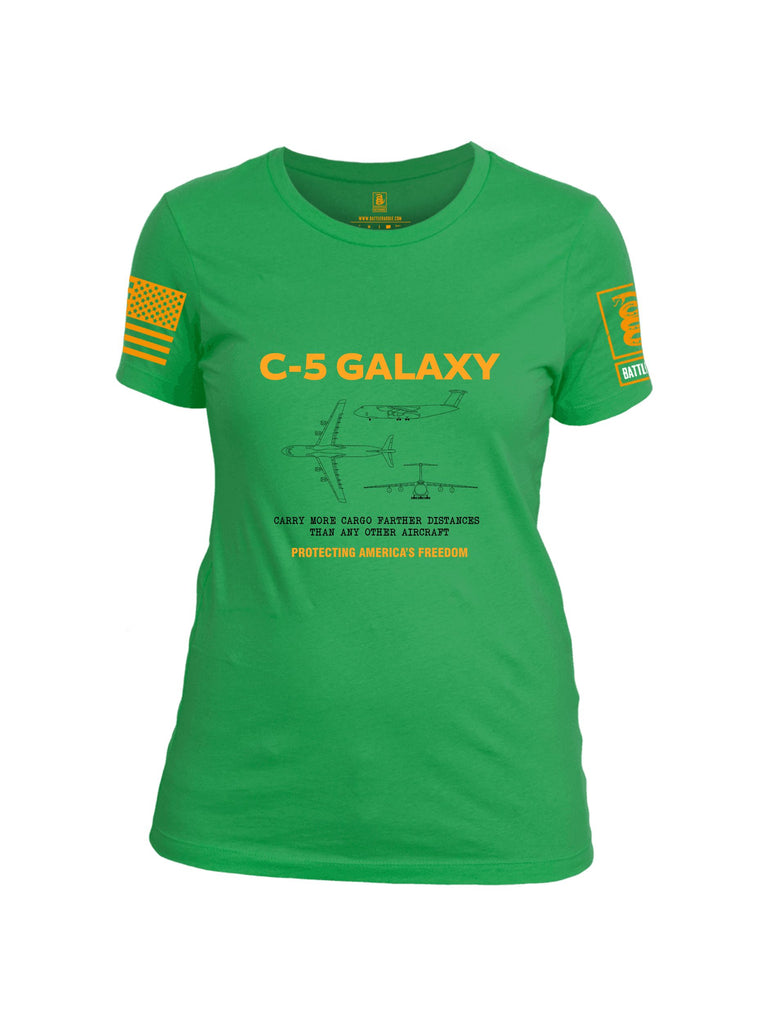Battleraddle C-5 Galaxy Orange Sleeves Women Cotton Crew Neck T-Shirt