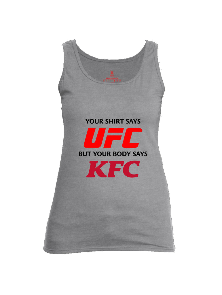 Battleraddle Your Shirt Says Ufc Red Sleeves Women Cotton Cotton Tank Top