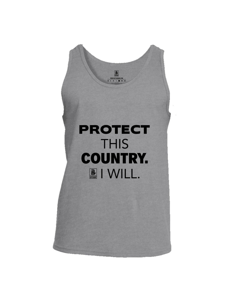 Battleraddle Protect This Country I Will.  Black Sleeves Men Cotton Cotton Tank Top