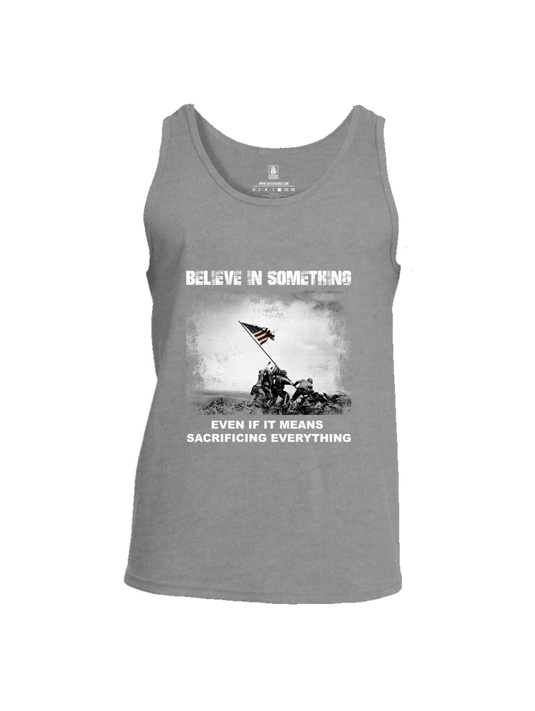 Battleraddle Believe In Something  White Sleeves Men Cotton Cotton Tank Top