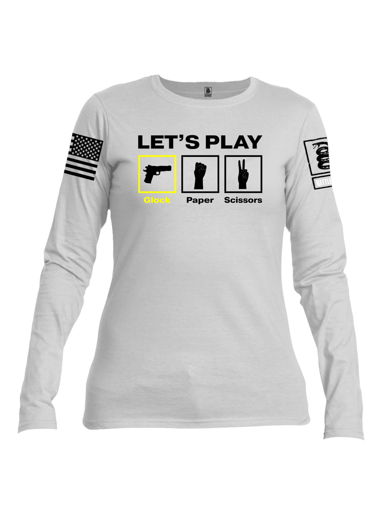 Battleraddle Let'S Play Glock Paper Scissors Black Sleeves Women Cotton Crew Neck Long Sleeve T Shirt