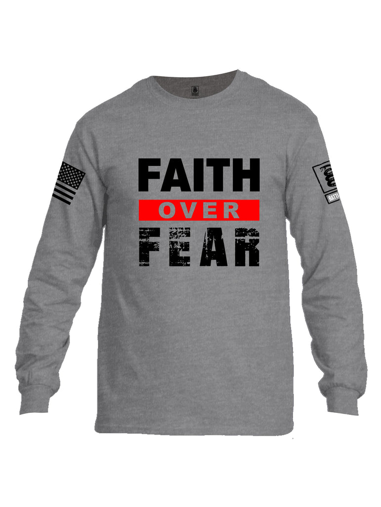 Battleraddle Faith Over Fear Black Sleeves Men Cotton Crew Neck Long Sleeve T Shirt