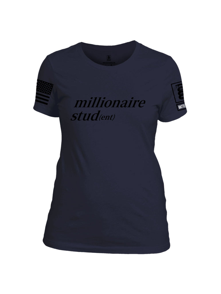 Battleraddle Millionaire Student Black Sleeves Women Cotton Crew Neck T-Shirt