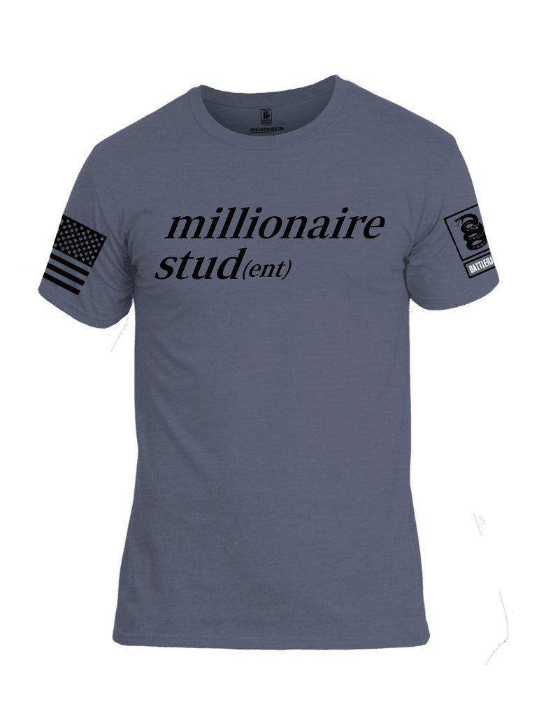 Battleraddle Millionaire Student Black Sleeves Men Cotton Crew Neck T-Shirt