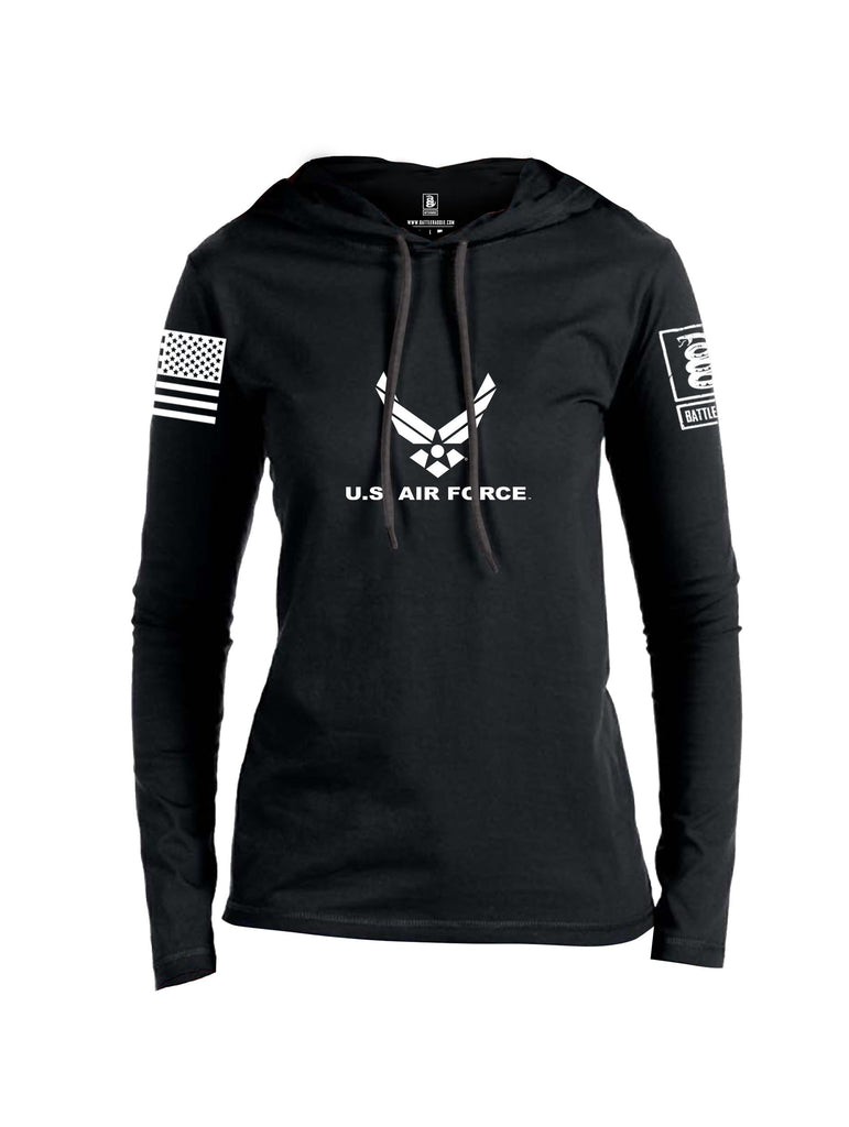 Battleraddle Us Air Force White Sleeves Women Cotton Thin Cotton Lightweight Hoodie