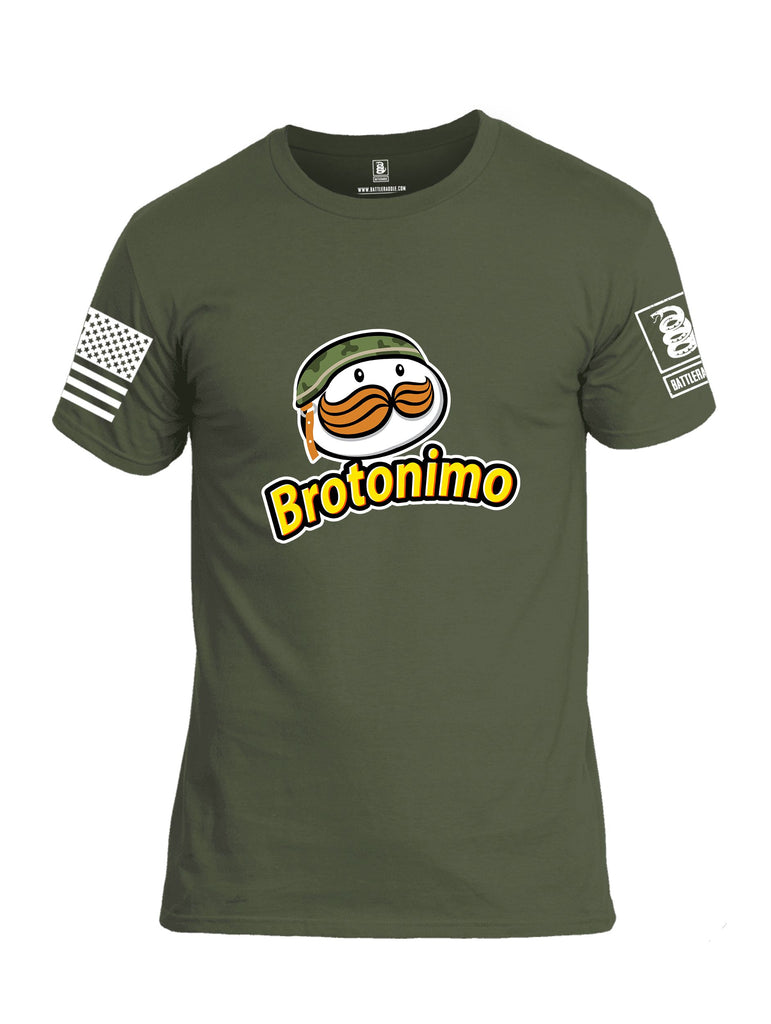 Battleraddle Brotonimo White Sleeves Men Cotton Crew Neck T-Shirt