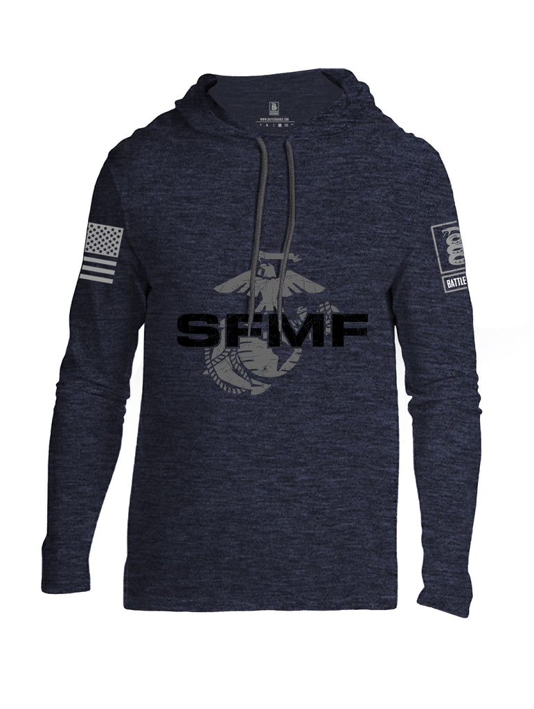 Battleraddle Sfmf Marine Grey Sleeves Men Cotton Thin Cotton Lightweight Hoodie