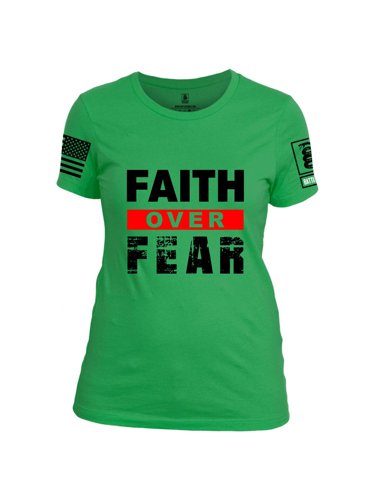 Battleraddle Faith Over Fear Black Sleeves Women Cotton Crew Neck T-Shirt