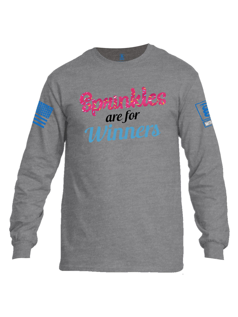 Battleraddle Sprinkles Are For Winners  Mid Blue Sleeves Men Cotton Crew Neck Long Sleeve T Shirt