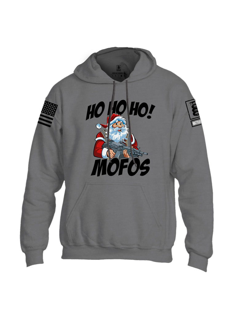 Battleraddle Hohoho Mofos  Black Sleeves Uni Cotton Blended Hoodie With Pockets