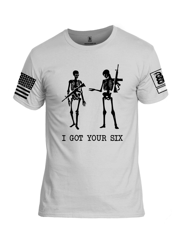 Battleraddle I Got Your Six Skeleton  Black Sleeves Men Cotton Crew Neck T-Shirt