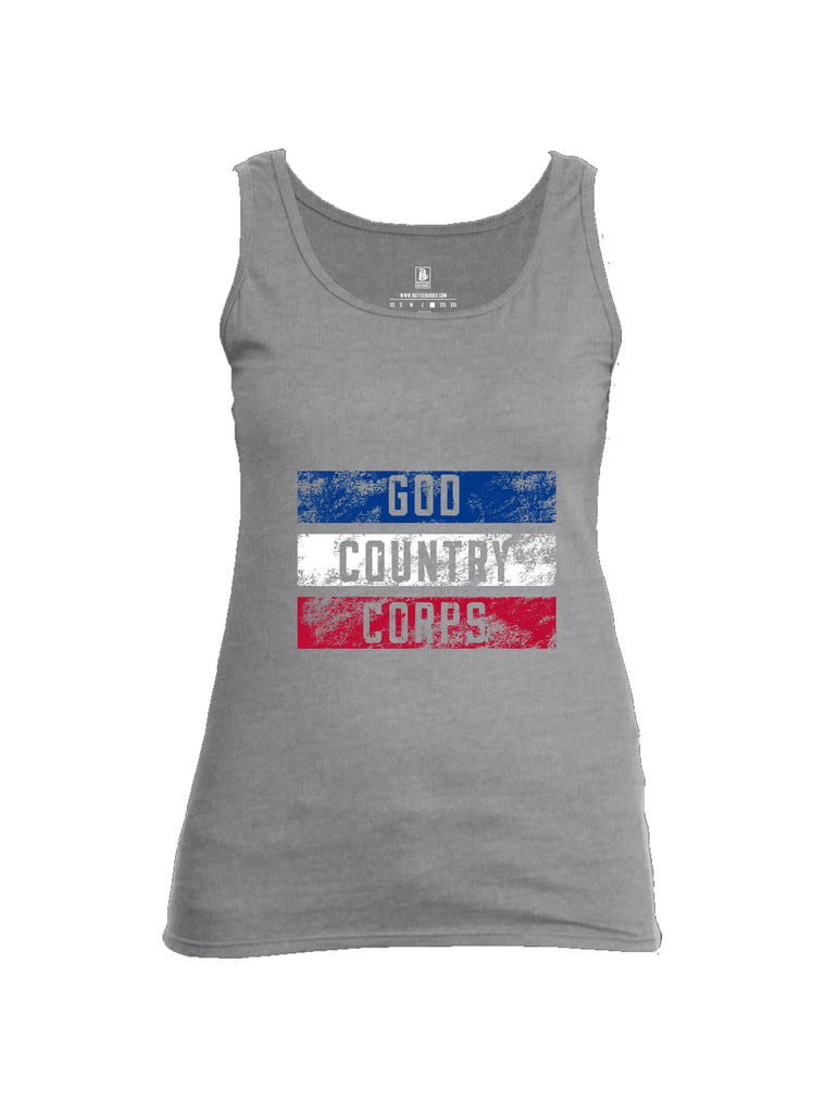 Battleraddle God Country Corps  White Sleeves Women Cotton Cotton Tank Top