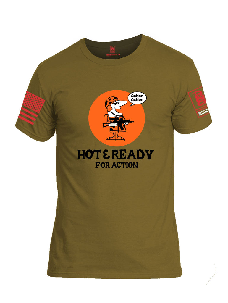 Battleraddle Hot & Ready For Action  Red Sleeves Men Cotton Crew Neck T-Shirt
